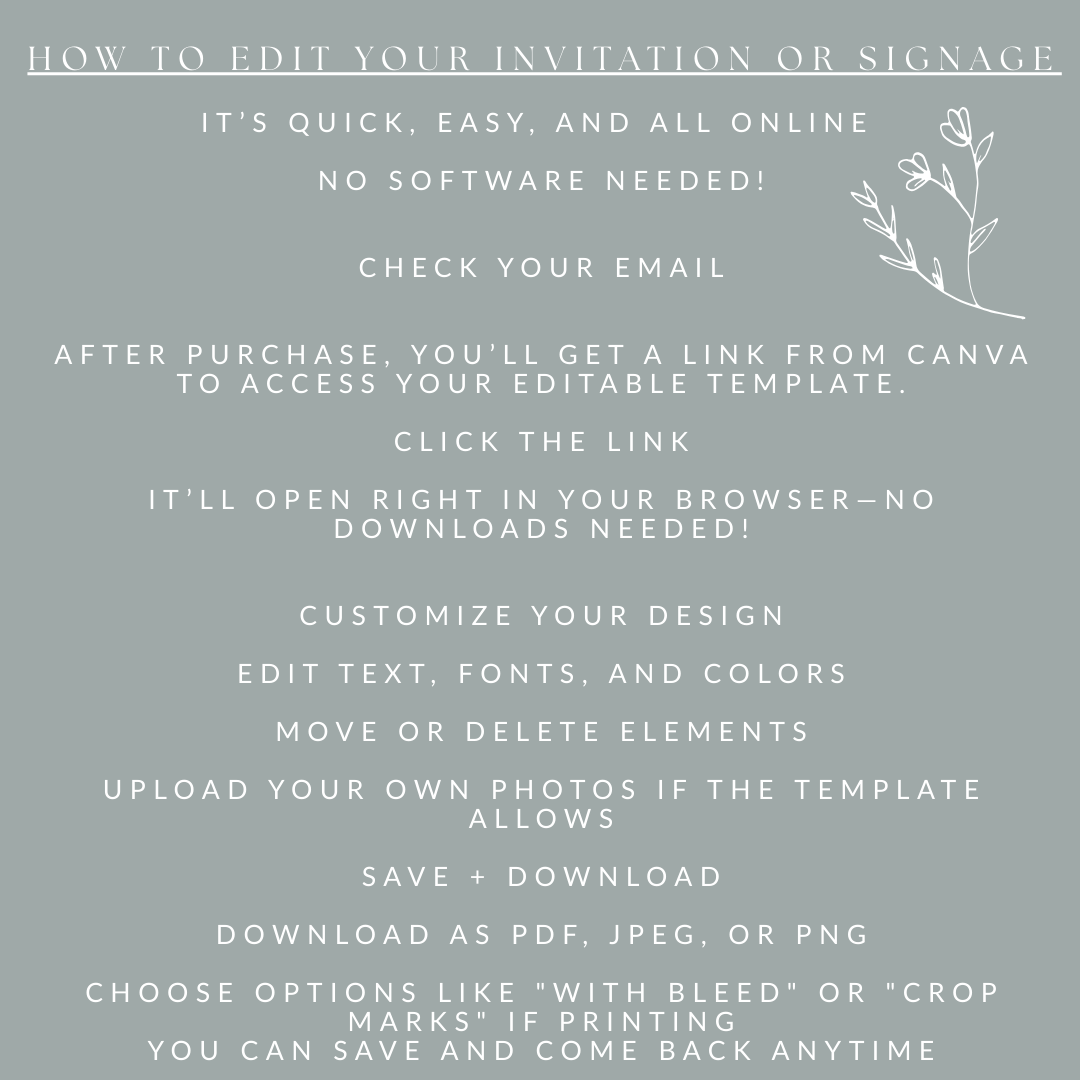 Sage Green Wedding Signage & Stationery Canva Bundle (53 Editable Templates)