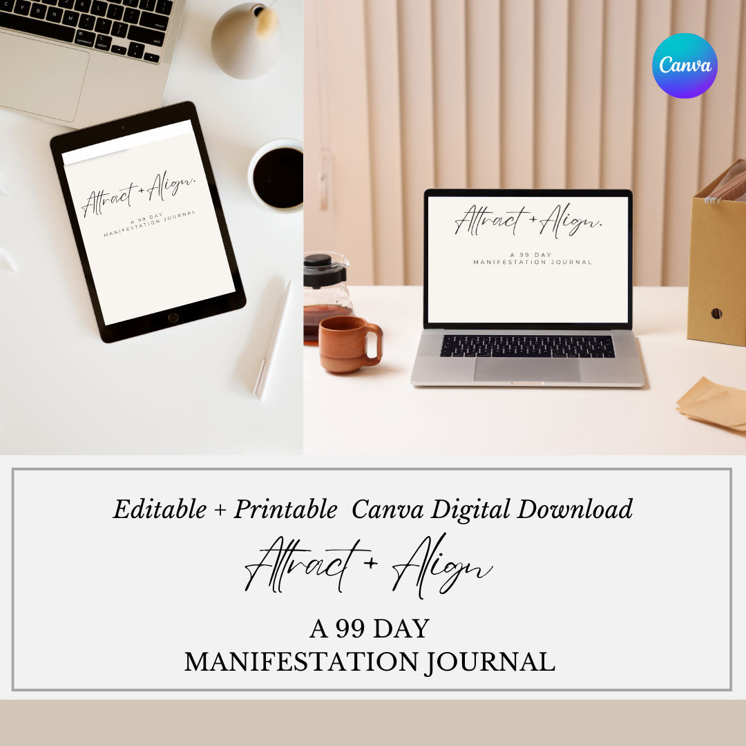 Align + Attract-99-Day Manifestation Planner – Editable Digital Journal (Canva Template)