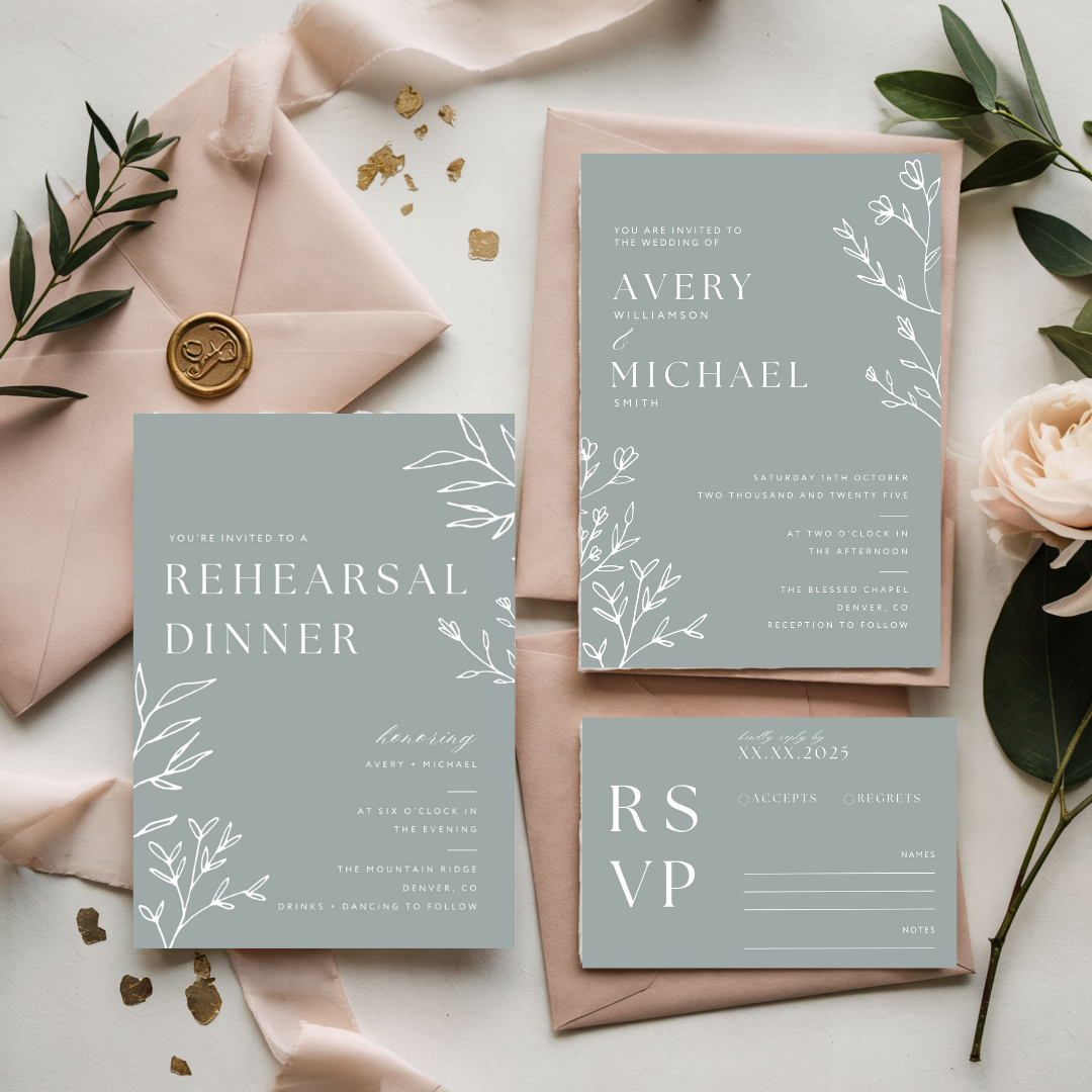 Sage Green Wedding Signage & Stationery Canva Bundle (53 Editable Templates)