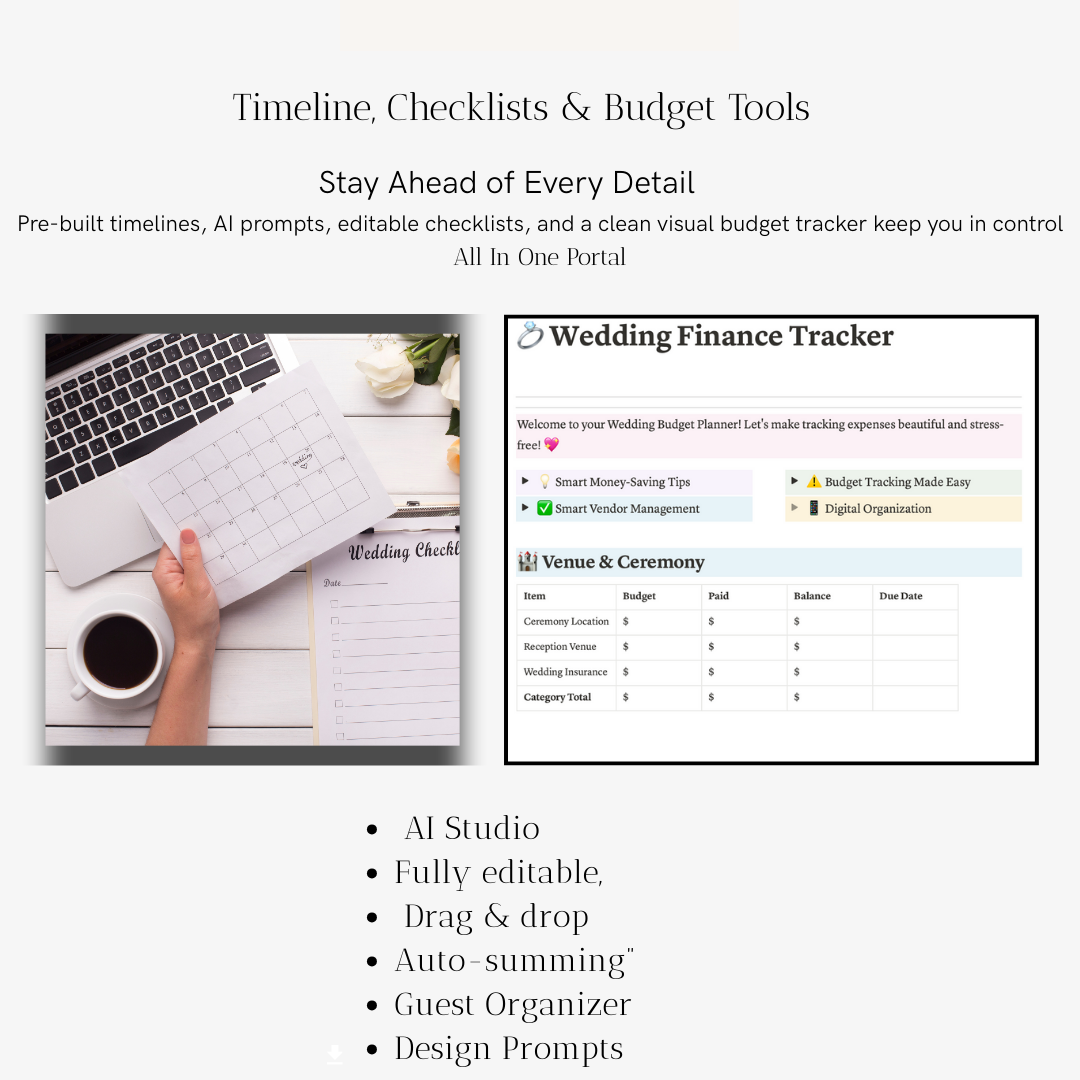 The AI Wedding Planning Studio – Smart Notion Template to Organize Every Detail of Your Dream Day