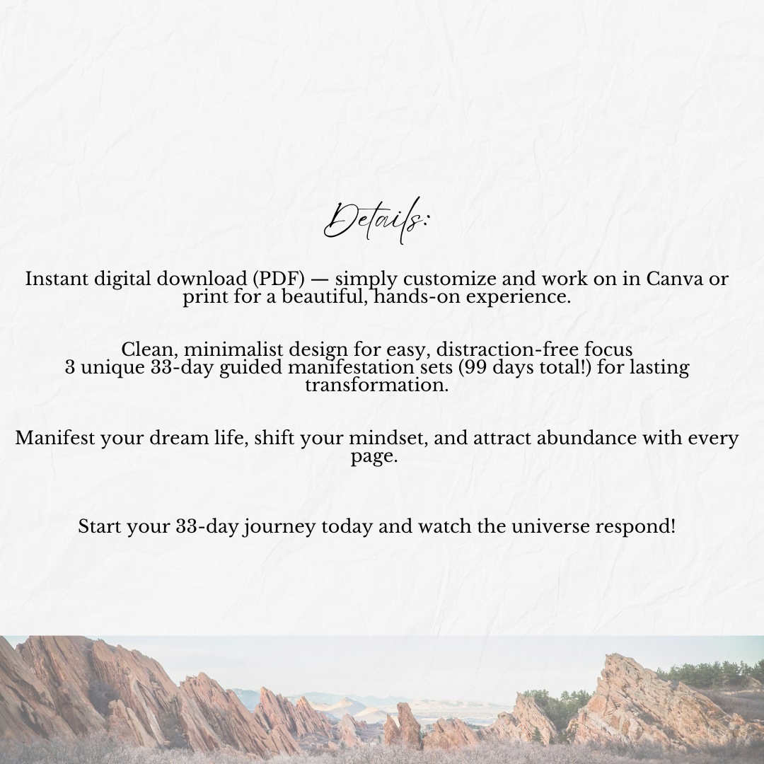 Align + Attract-99-Day Manifestation Planner – Editable Digital Journal (Canva Template)