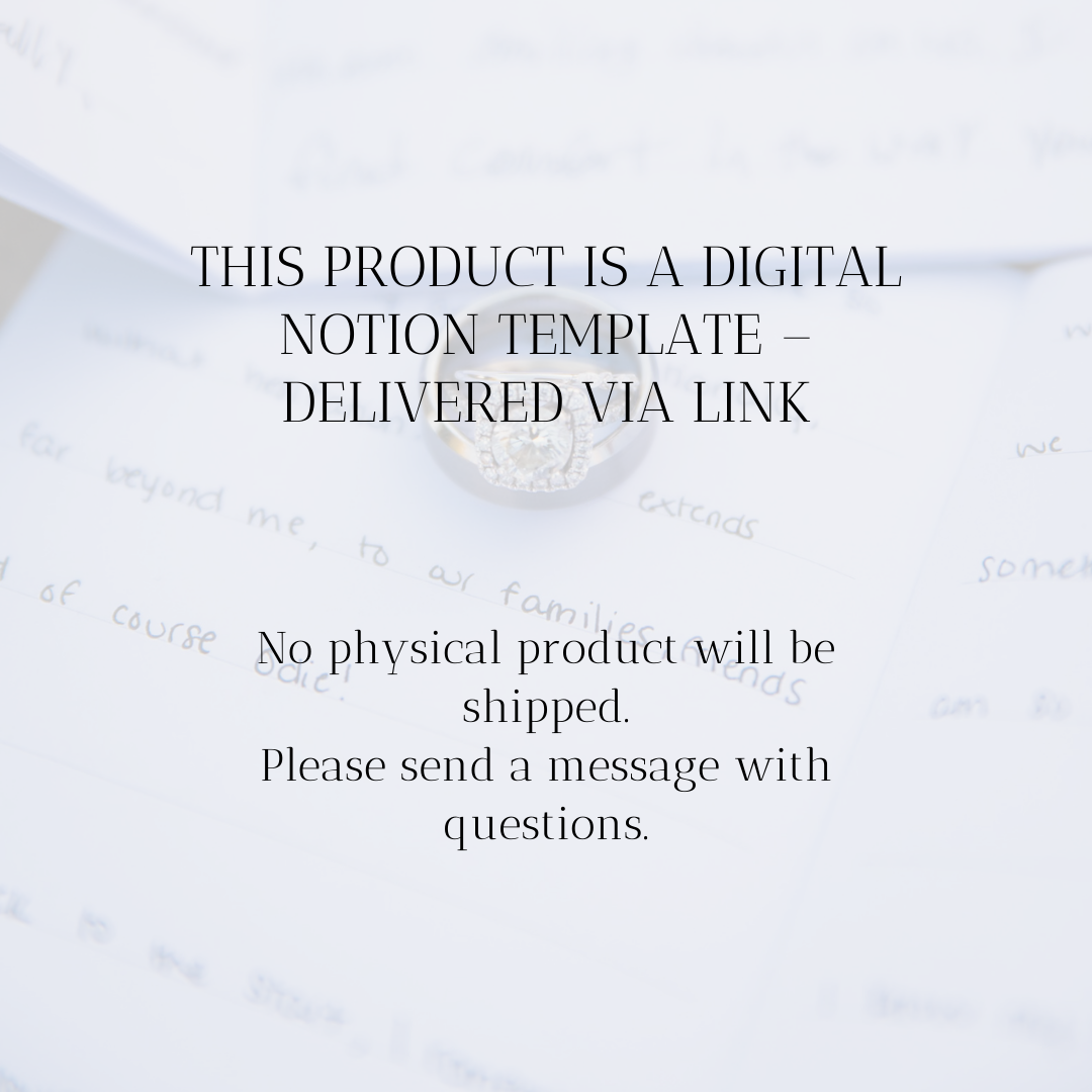 AI Wedding Planning Prompt Guide– Notion Template with Vow Generator, Budget Tracker, Decor Prompts, Timeline, and More