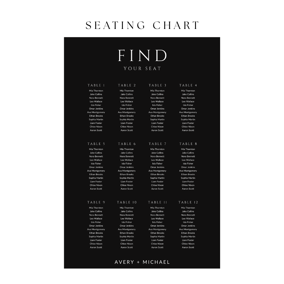 Black Wedding Signage & Stationery Canva Bundle (53 Editable Templates)